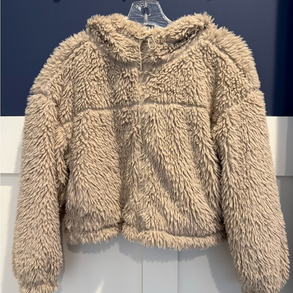 BDG Urban Outfitters Cozy Tan Sherpa Hooded Teddy Jacket Size S